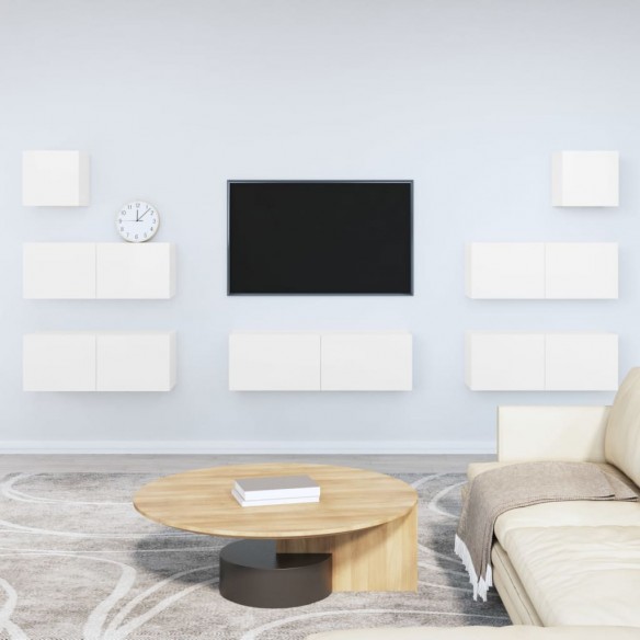 Ensemble de meubles TV 7 pcs Blanc brillant 