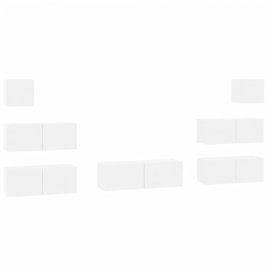 Ensemble de meubles TV 7 pcs Blanc brillant 