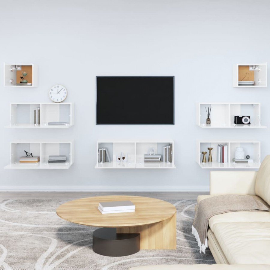 Ensemble de meubles TV 7 pcs Blanc brillant 