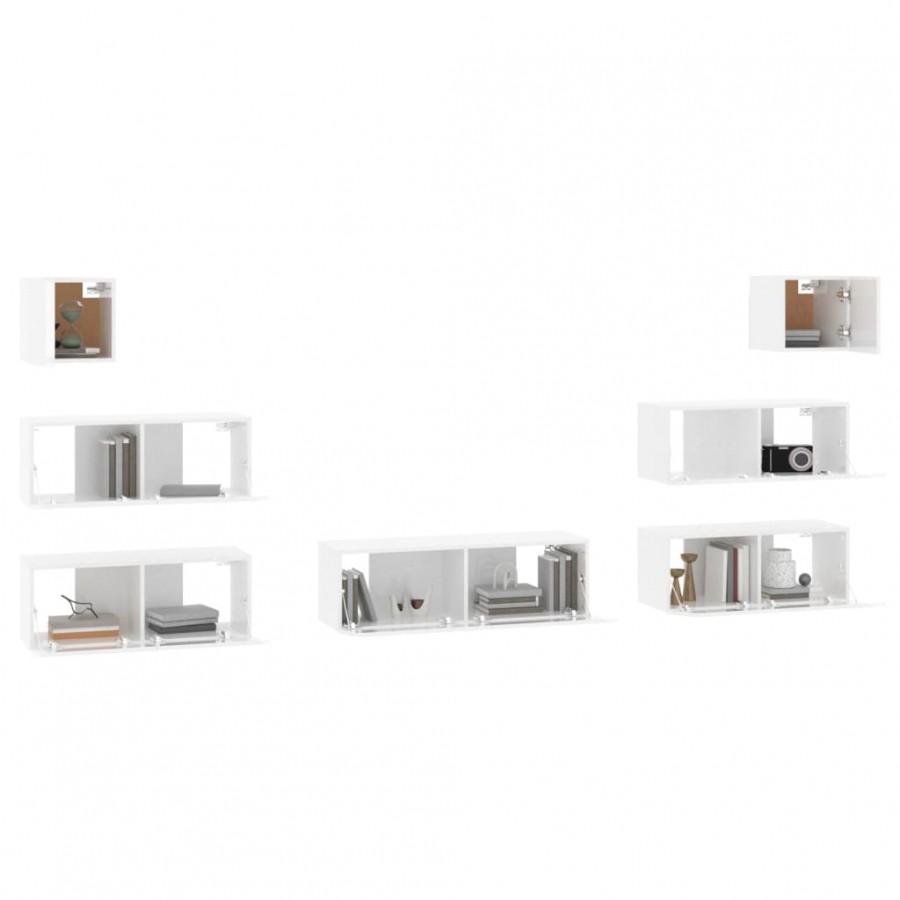 Ensemble de meubles TV 7 pcs Blanc brillant 