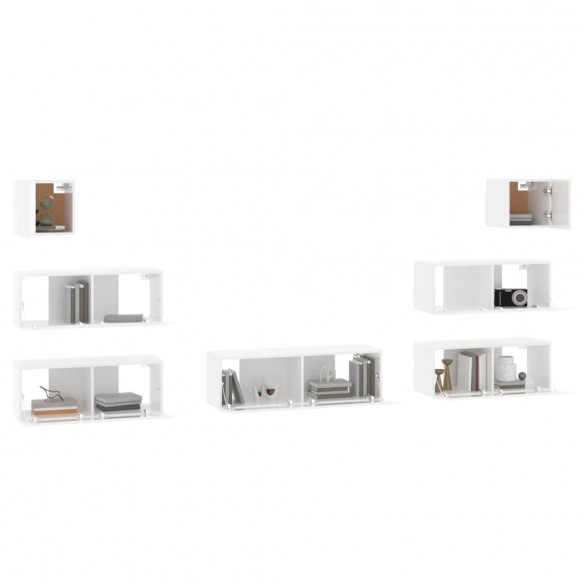 Ensemble de meubles TV 7 pcs Blanc brillant 