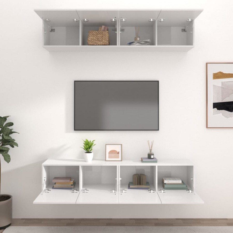 Meubles TV 4 pcs Blanc brillant 80x30x30 cm 