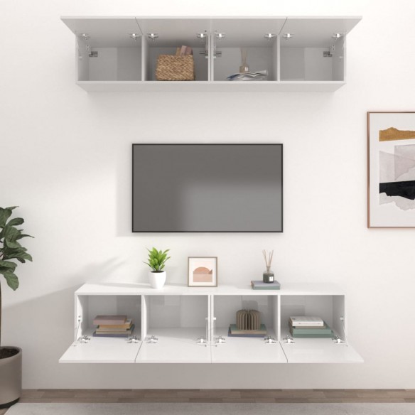 Meubles TV 4 pcs Blanc brillant 80x30x30 cm 