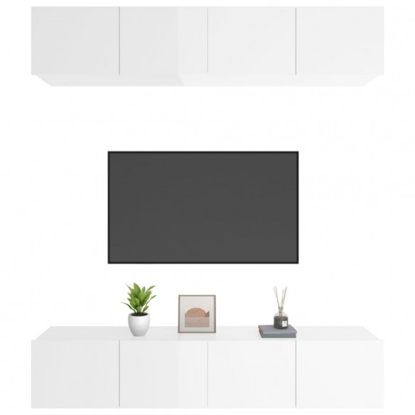 Meubles TV 4 pcs Blanc brillant 80x30x30 cm 