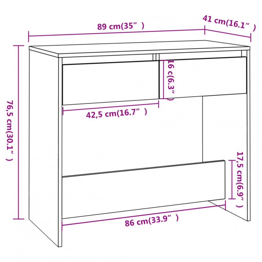 Table console Chêne Sonoma 89x41x76,5 cm Acier
