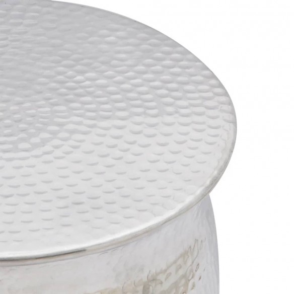 Table basse/tabouret martelé en aluminium Argenté
