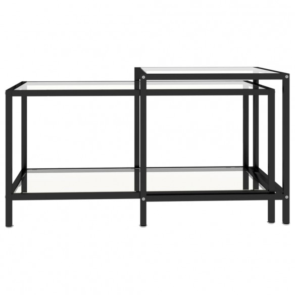 Tables à thé 2 pcs Verre trempé Transparent