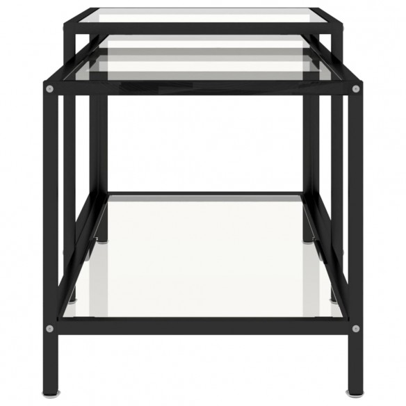 Tables à thé 2 pcs Verre trempé Transparent