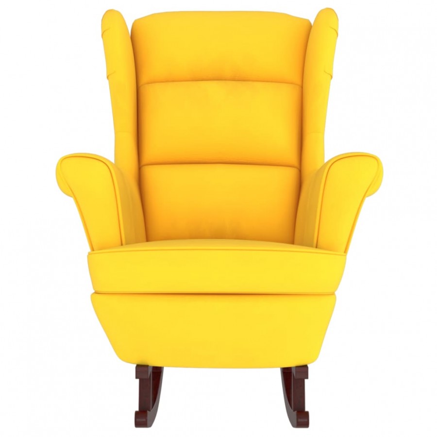 Fauteuil à bascule pieds en bois massif d'hévéa Jaune Velours