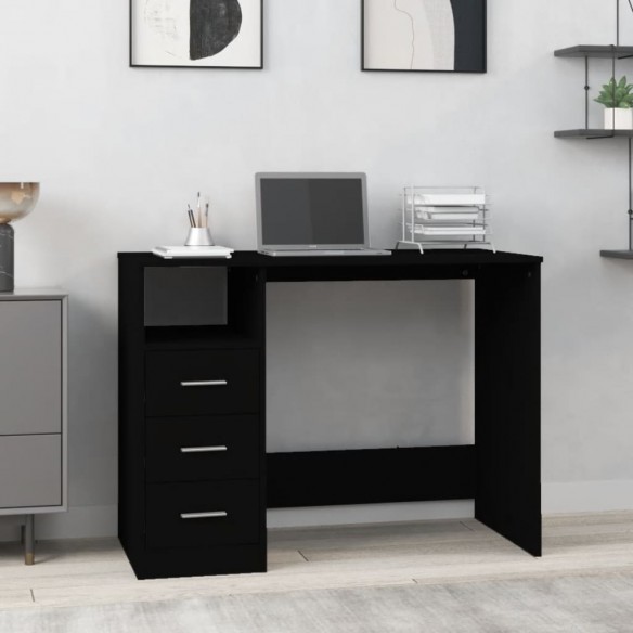 Bureau avec tiroirs Noir 102x50x76 cm 