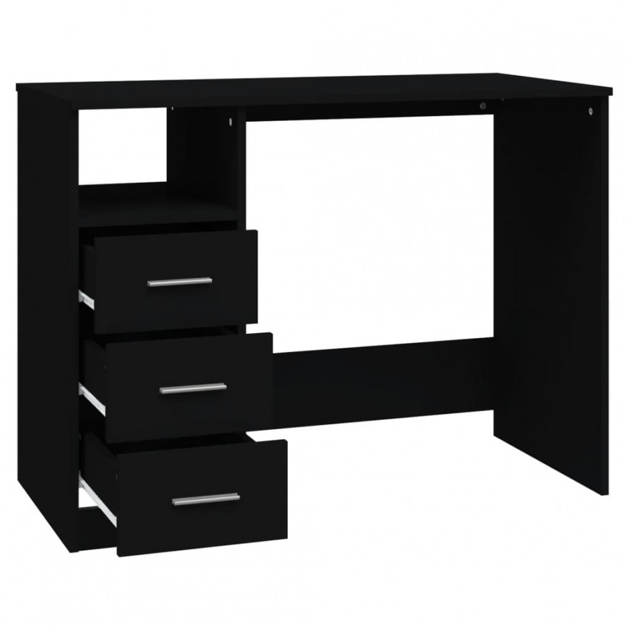 Bureau avec tiroirs Noir 102x50x76 cm 