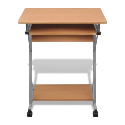 Bureau d'ordinateur avec plateau à clavier coulissant Marron 2