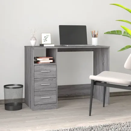 Bureau avec tiroirs Sonoma gris 102x50x76 cm 