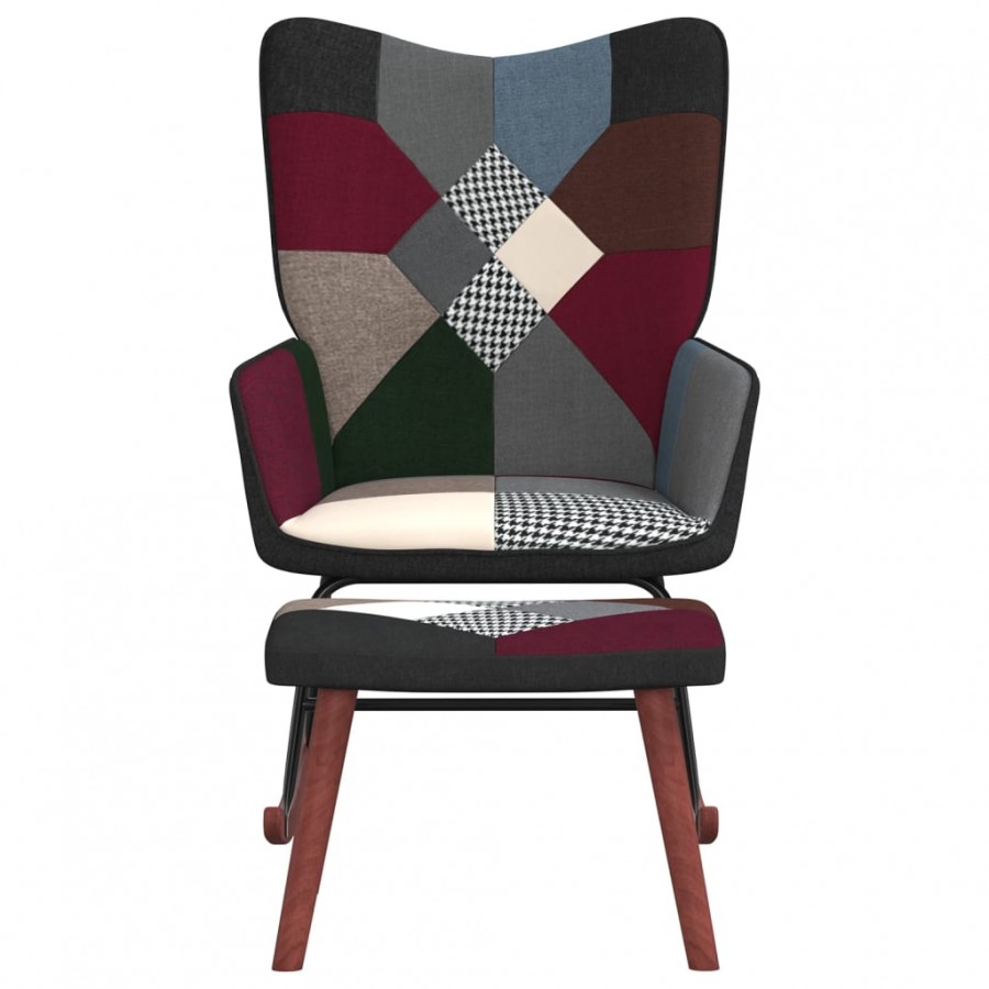 Chaise à bascule avec tabouret Patchwork Tissu