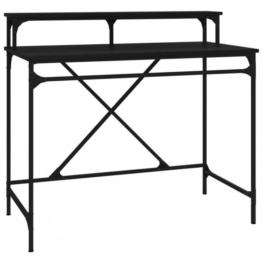Bureau noir 100x50x90 cm bois d'ingénierie et fer