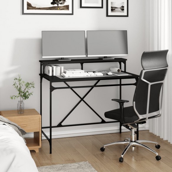 Bureau noir 100x50x90 cm bois d'ingénierie et fer