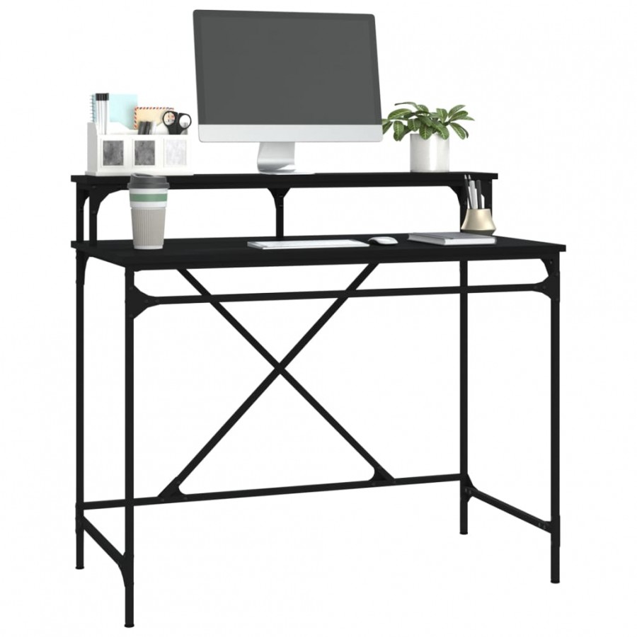 Bureau noir 100x50x90 cm bois d'ingénierie et fer