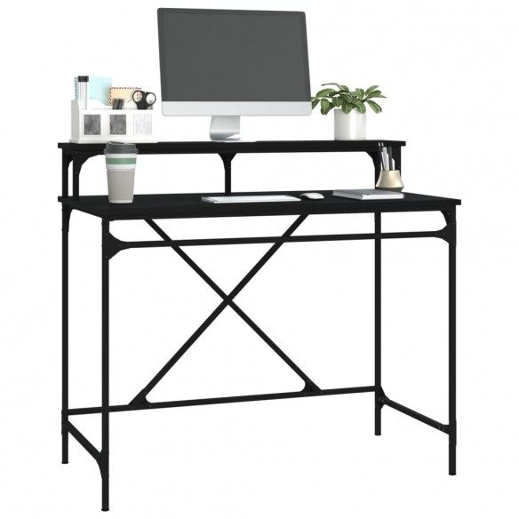 Bureau noir 100x50x90 cm bois d'ingénierie et fer