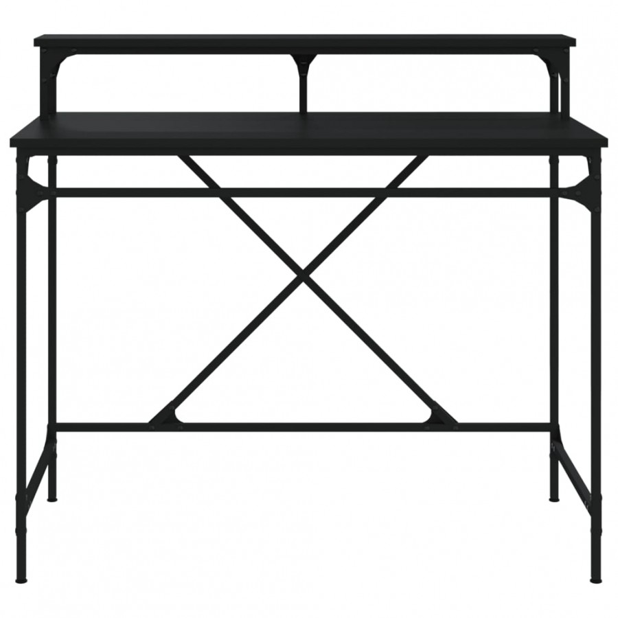 Bureau noir 100x50x90 cm bois d'ingénierie et fer