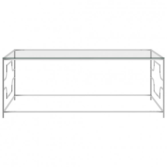 Table basse Argenté 120x60x45 cm Acier inoxydable et verre