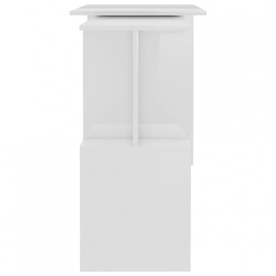 Bureau d'angle Blanc brillant 200x50x76 cm Aggloméré