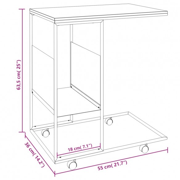Table d'appoint et roues Blanc 55x36x63,5 cm 