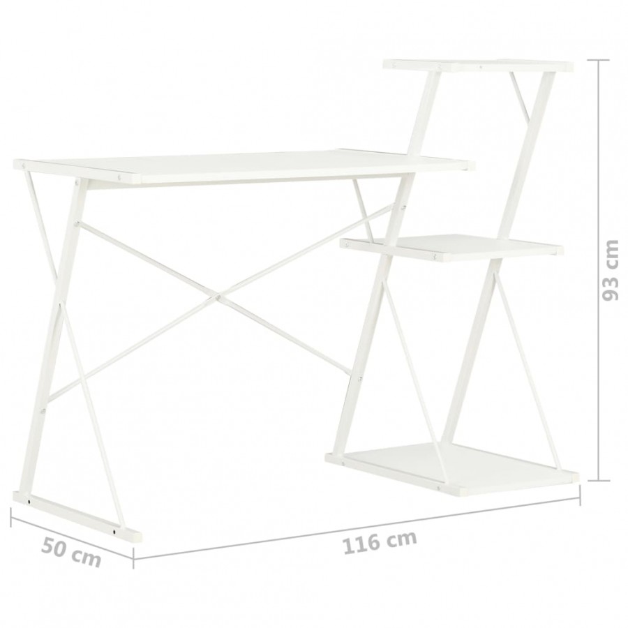 Bureau avec étagère Blanc 116x50x93 cm