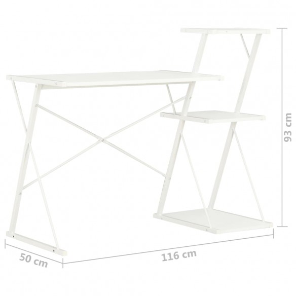 Bureau avec étagère Blanc 116x50x93 cm