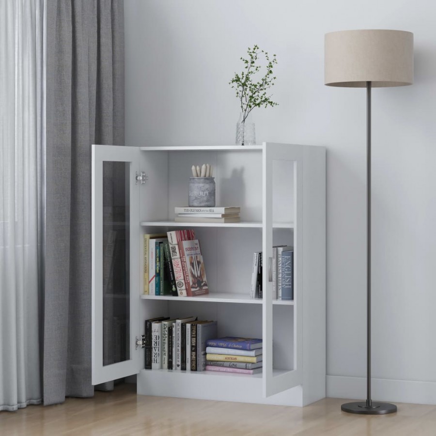 Armoire à vitrine Blanc 82,5x30,5x115 cm Aggloméré
