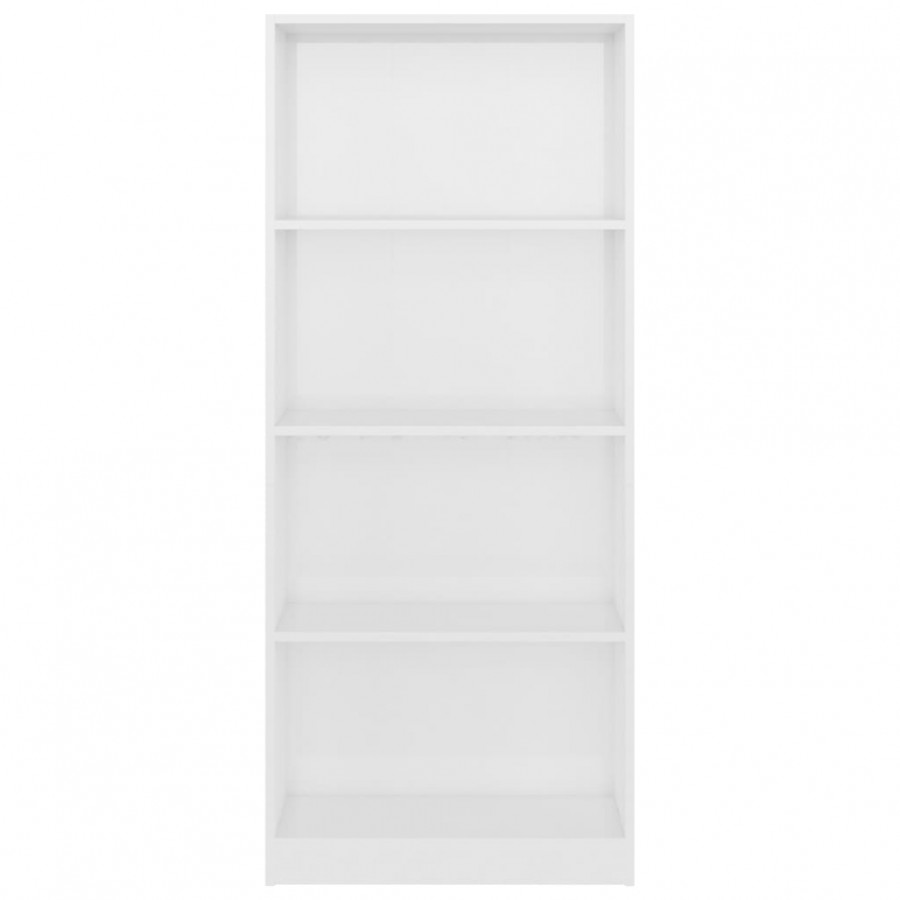 Bibliothèque à 4 niveaux Blanc brillant 60x24x142 cm Aggloméré
