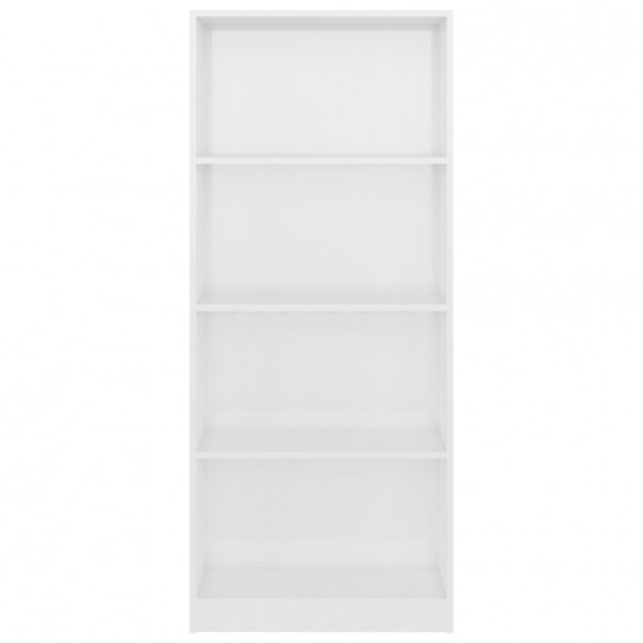 Bibliothèque à 4 niveaux Blanc brillant 60x24x142 cm Aggloméré
