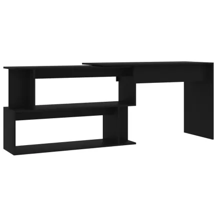 Bureau d'angle Noir 200x50x76 cm Aggloméré 2