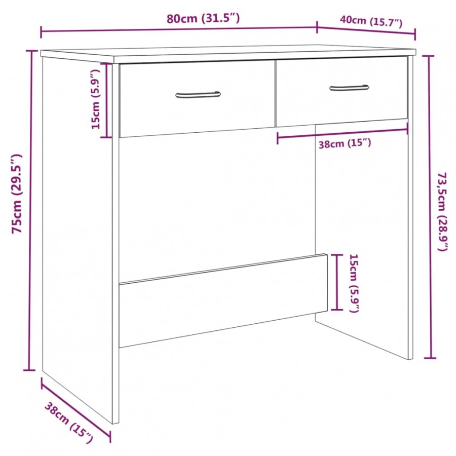 Bureau Chêne marron 80x40x75 cm 