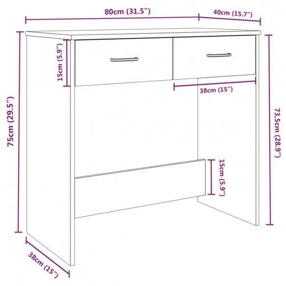 Bureau Chêne marron 80x40x75 cm 