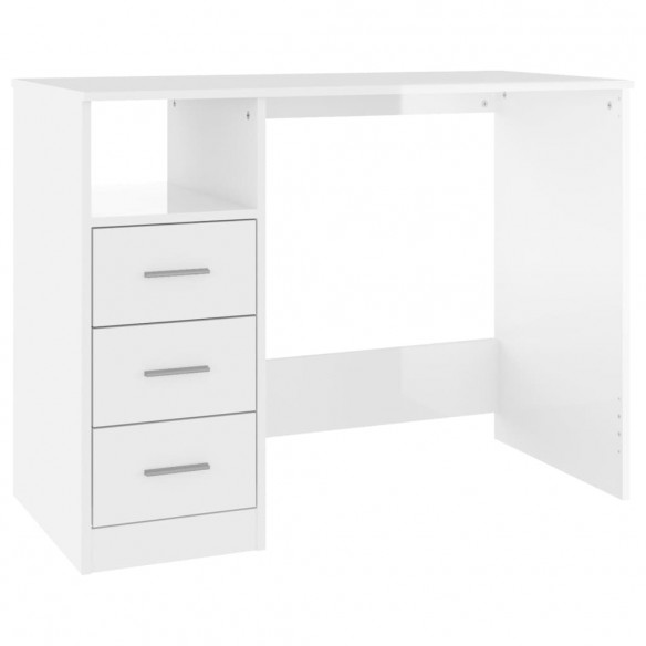 Bureau et tiroirs Blanc brillant 102x50x76 cm 