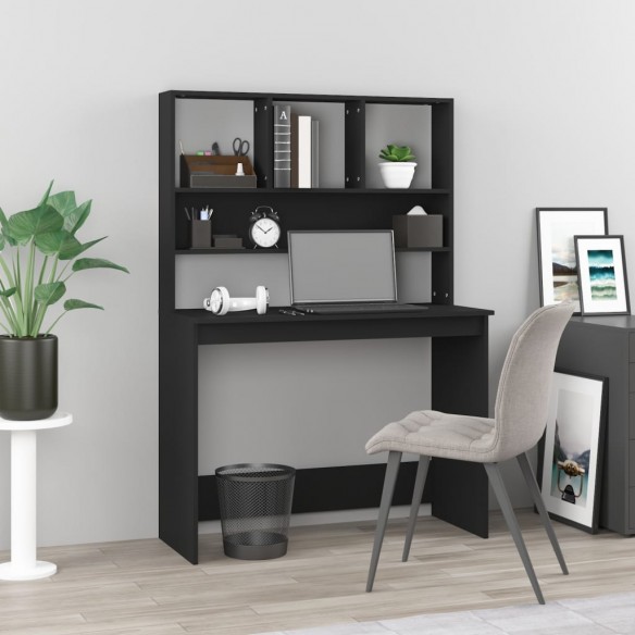 Bureau avec étagères Noir 102x45x148 cm 