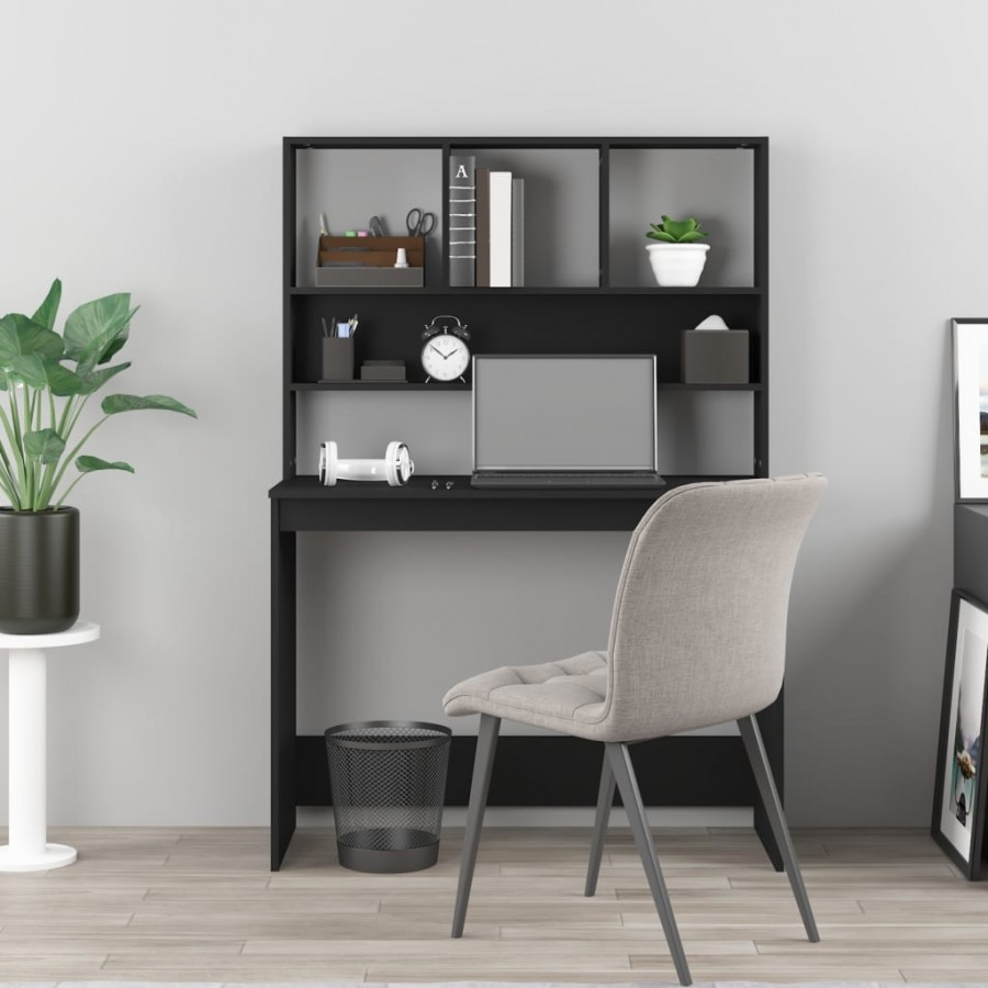 Bureau avec étagères Noir 102x45x148 cm 