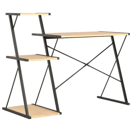 Bureau avec étagère Noir et chêne 116x50x93 cm 2