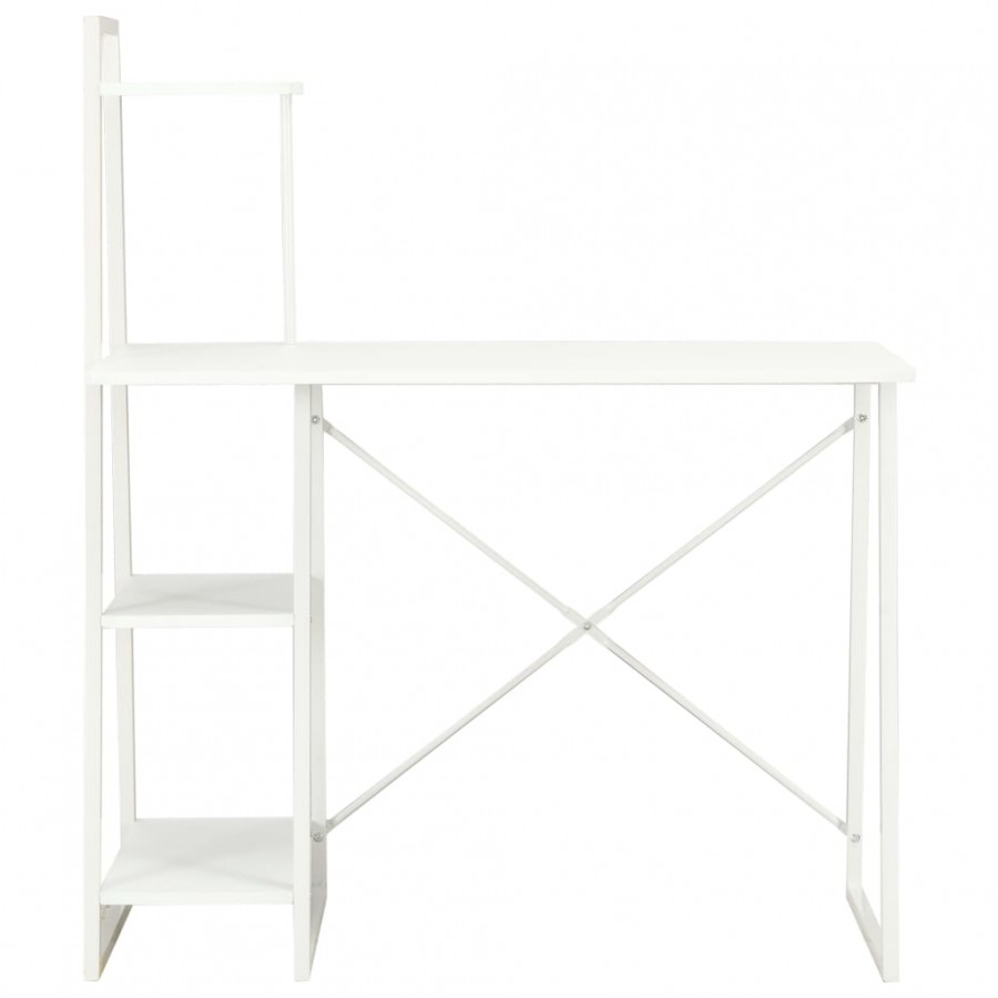 Bureau avec étagère Blanc 102x50x117 cm