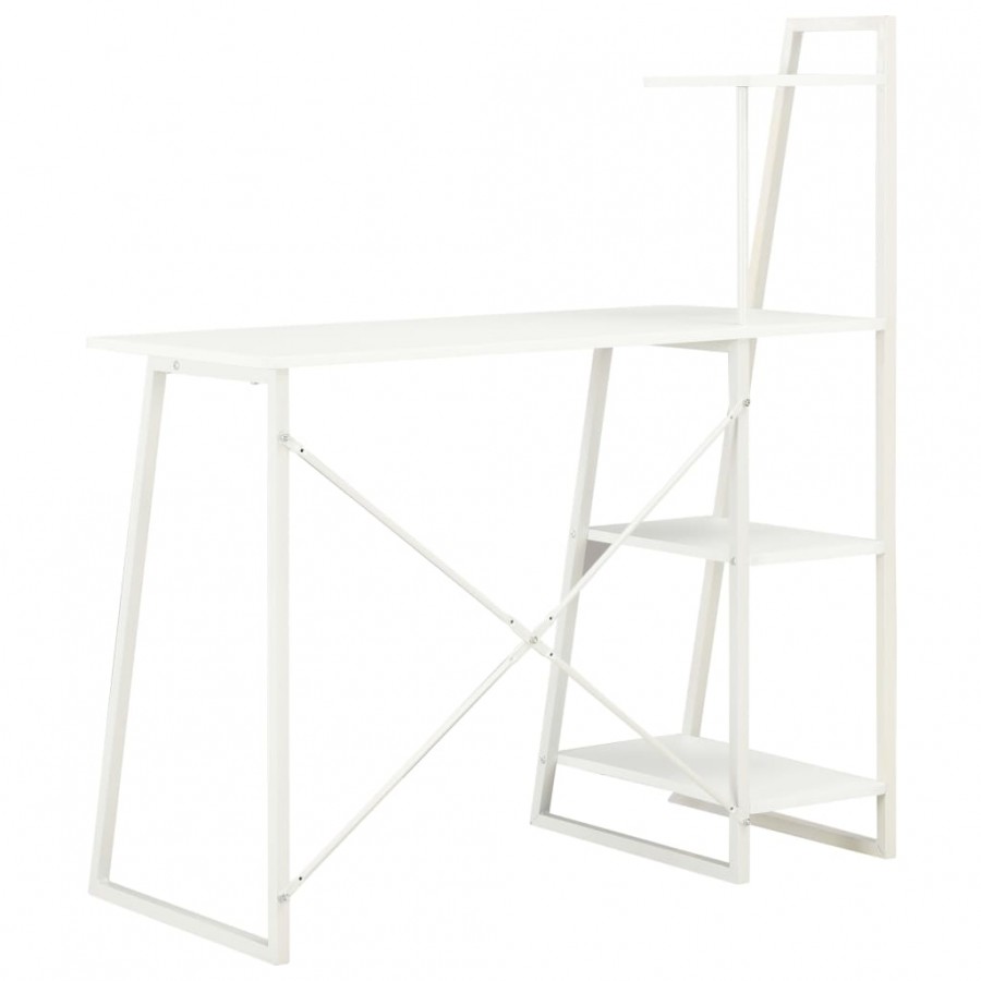 Bureau avec étagère Blanc 102x50x117 cm
