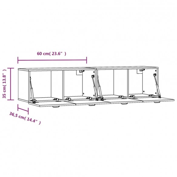 Armoires murales 2pcs Chêne brun 60x36,5x35cm 