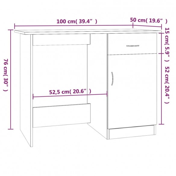 Bureau Chêne marron 100x50x76 cm 