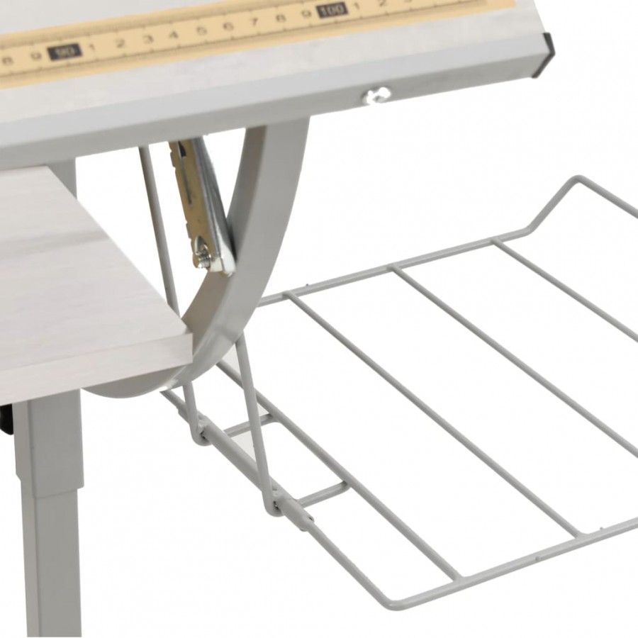 Bureau d'artisanat blanc et gris 110x53x(58-87) cm