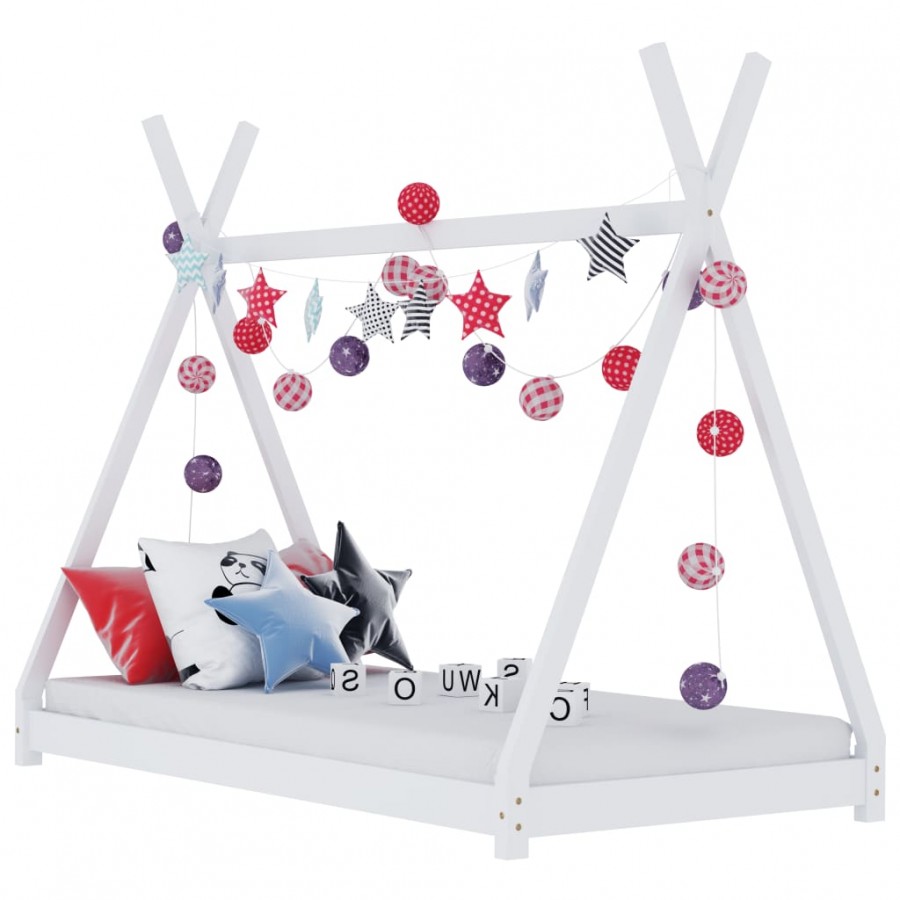 Lit d'enfant Blanc Bois de pin massif 70x140 cm