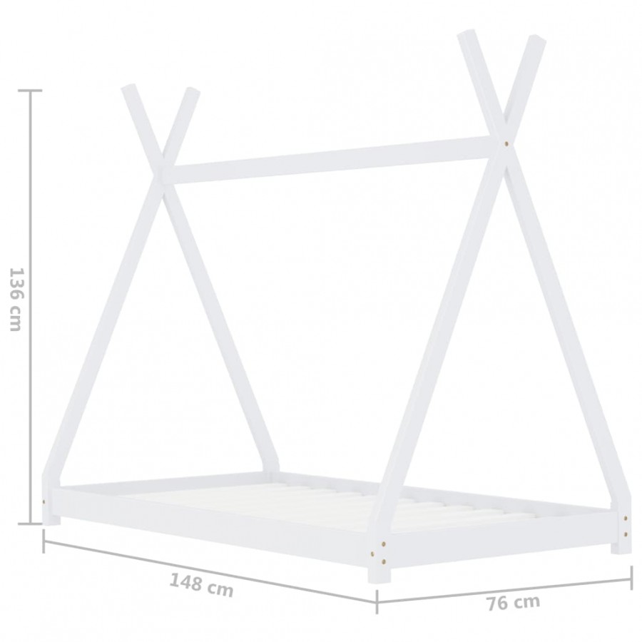 Lit d'enfant Blanc Bois de pin massif 70x140 cm