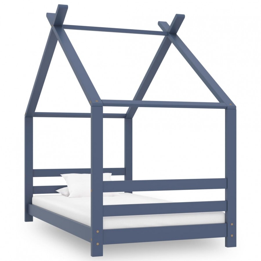 Lit d'enfant Gris Bois de pin massif 80x160 cm