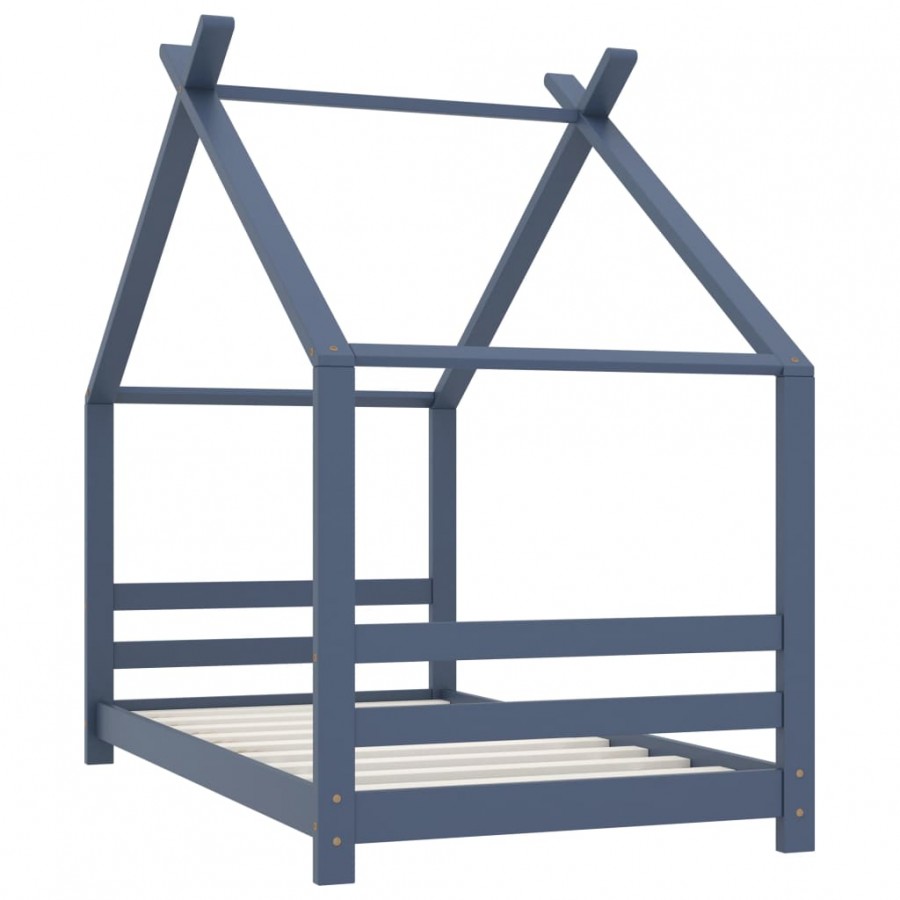 Lit d'enfant Gris Bois de pin massif 80x160 cm