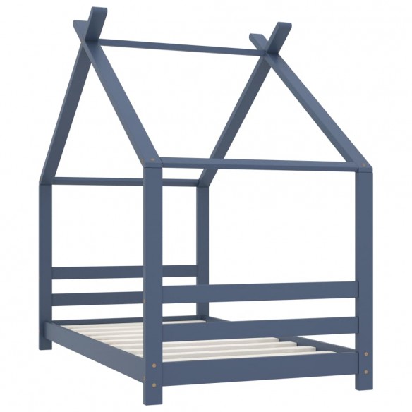 Lit d'enfant Gris Bois de pin massif 80x160 cm