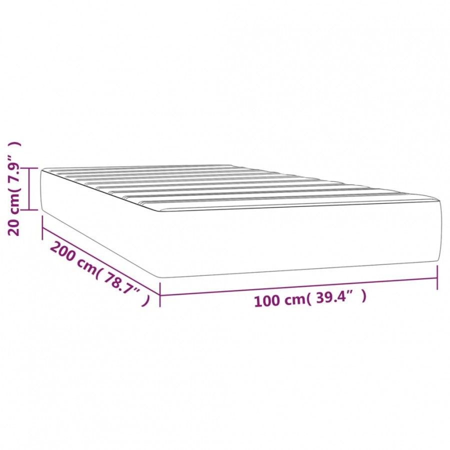 Matelas de lit à ressorts ensachés Rose 100x200x20 cm Velours