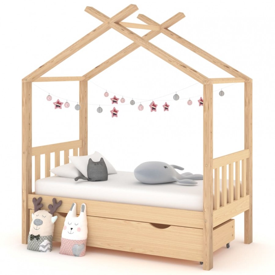 Lit d'enfant avec tiroir Bois de pin massif 70x140 cm